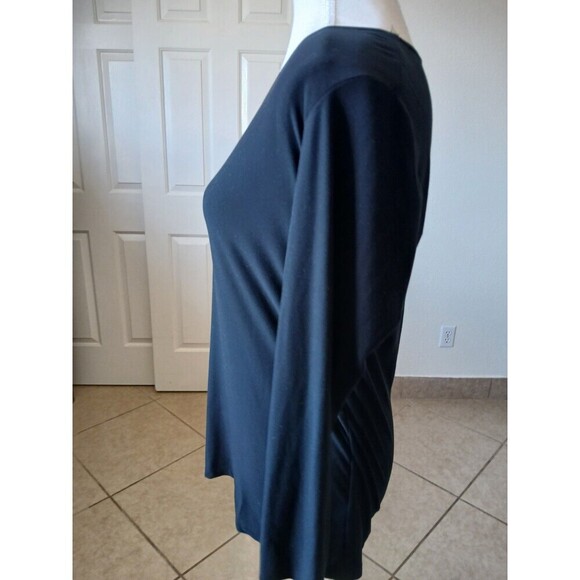 Suzie In The City Womens Top Black Large Long Sleeve Minimalist Basic Simply - Picture 4 of 12